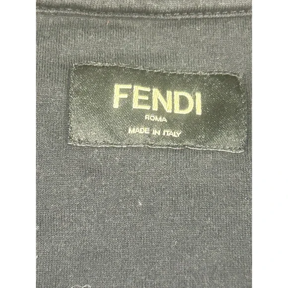 Fendi Roma Made in Italy Black Cotton Short Sleeve T Shirt Men's Size‎ Small